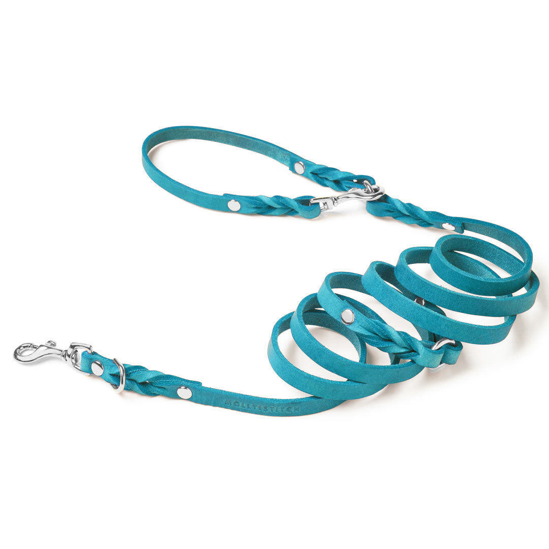 Butter Leather 3x verstellbare Hundeleine - Fiji Blue