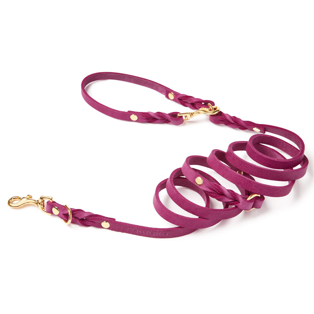 Butter Leather 3x verstellbare Hundeleine - Flamingo