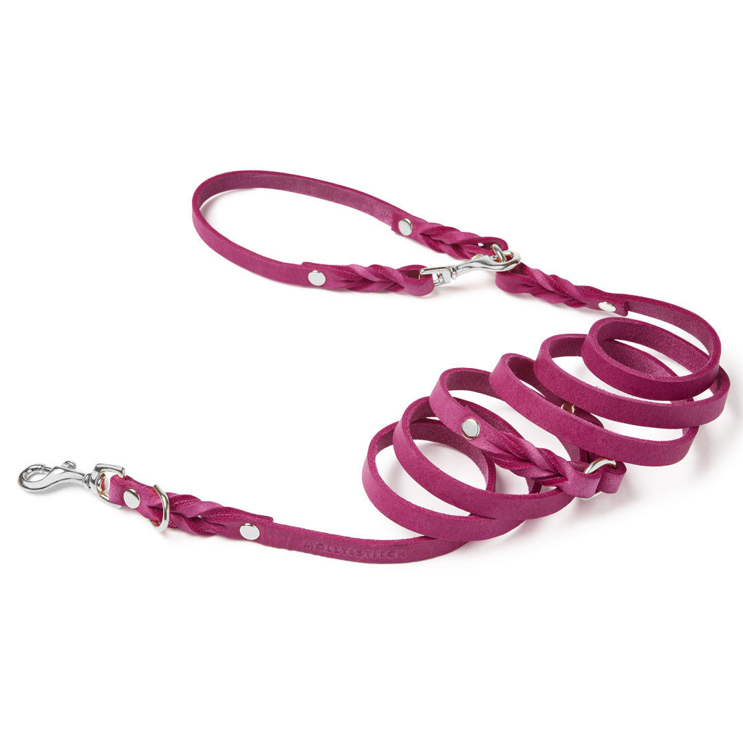 Butter Leather 3x verstellbare Hundeleine - Flamingo
