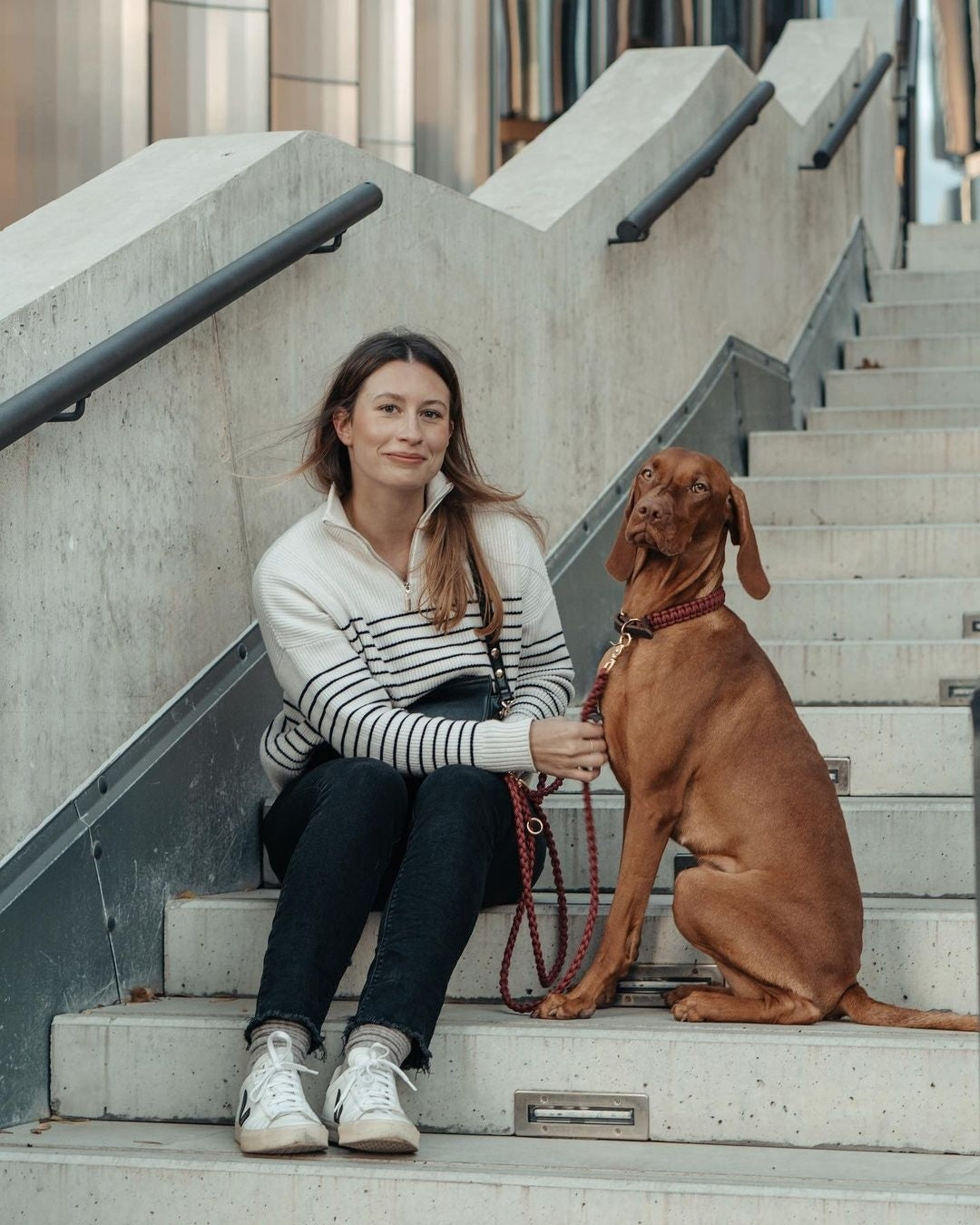 Laisse pour chien Touch of Leather - Vin rouge