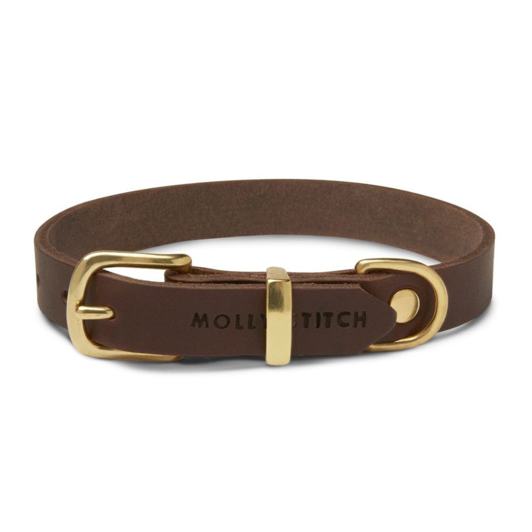 Butter Leder Hundehalsband - Klassisch Braun