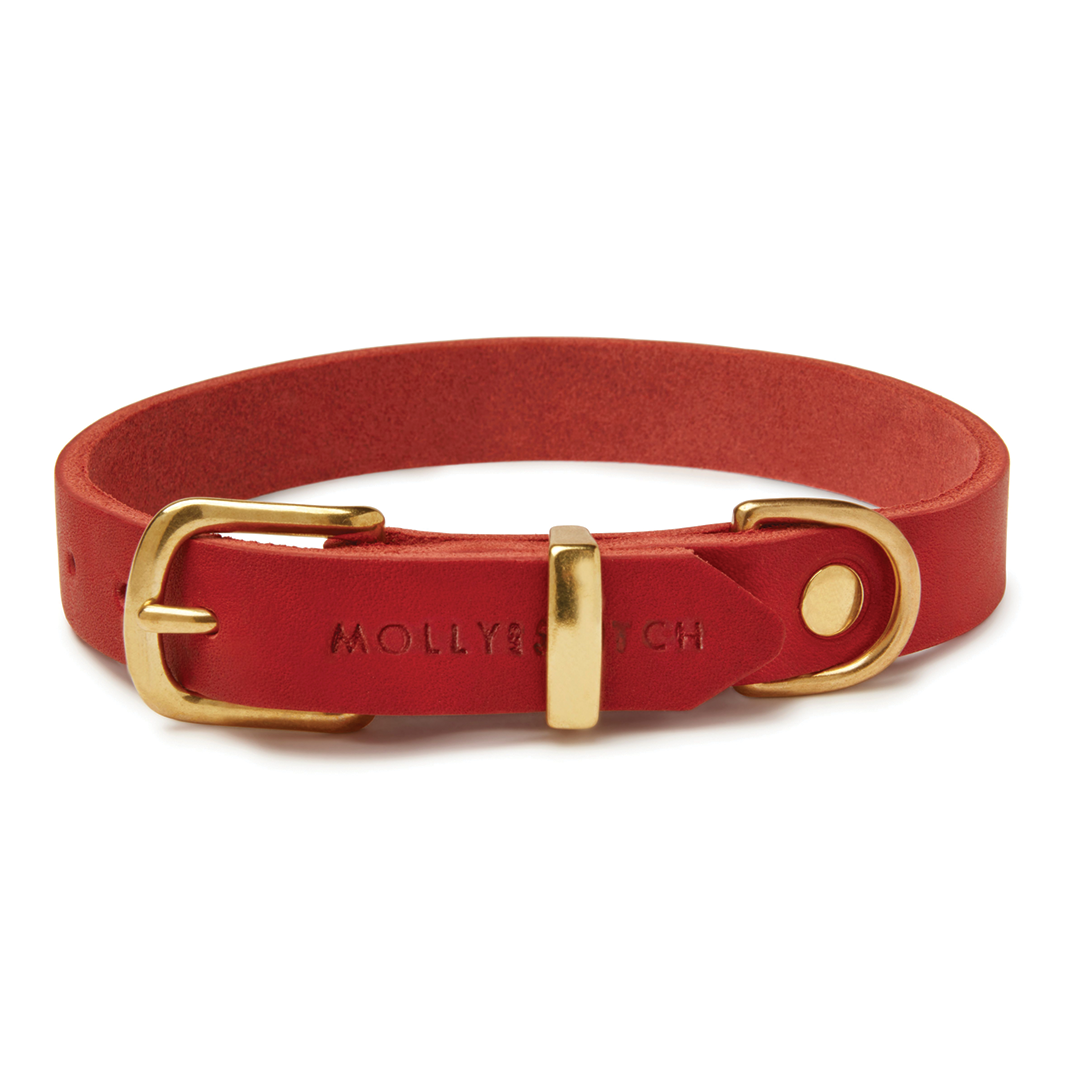 Butter Leder Hundehalsband - Chili Rot