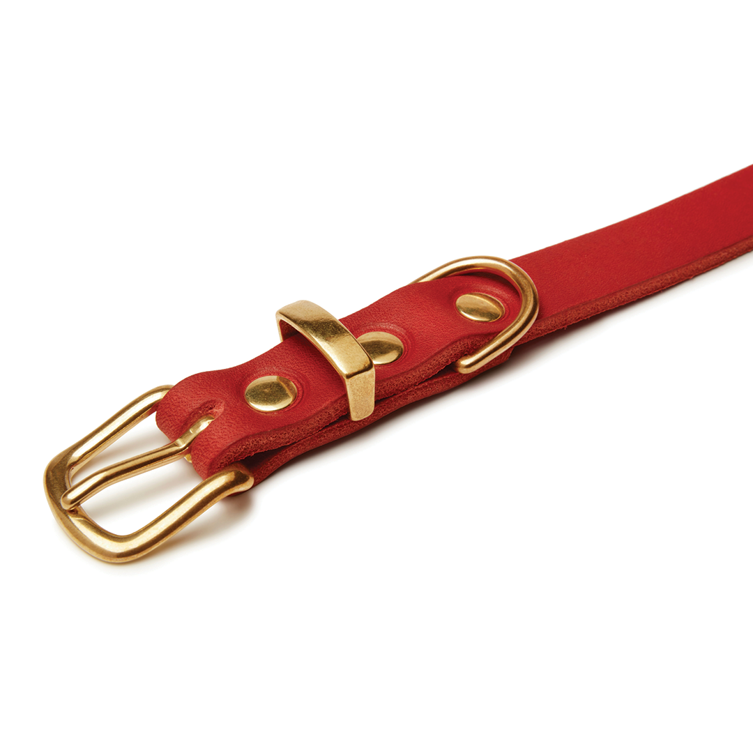 Butter Leder Hundehalsband - Chili Rot