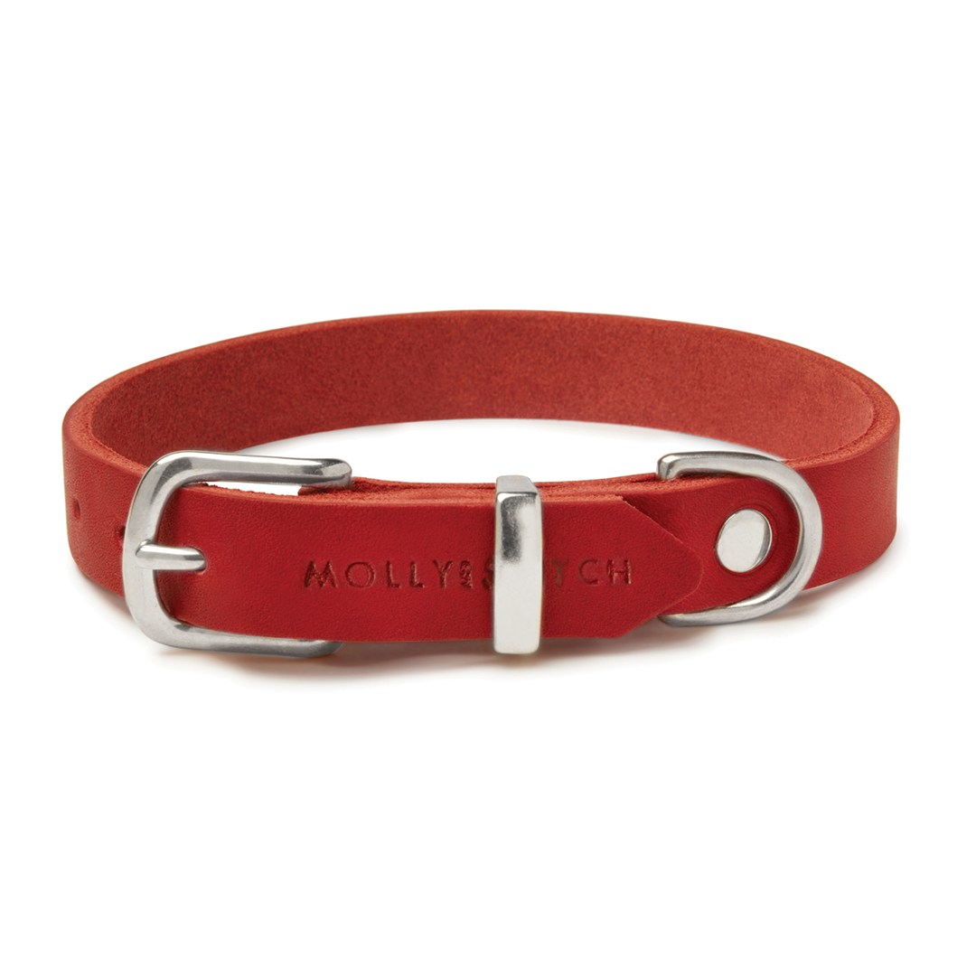 Butter Leder Hundehalsband - Chili Rot