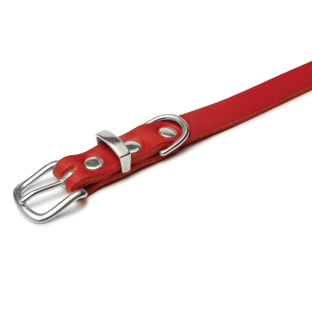 Butter Leder Hundehalsband - Chili Rot