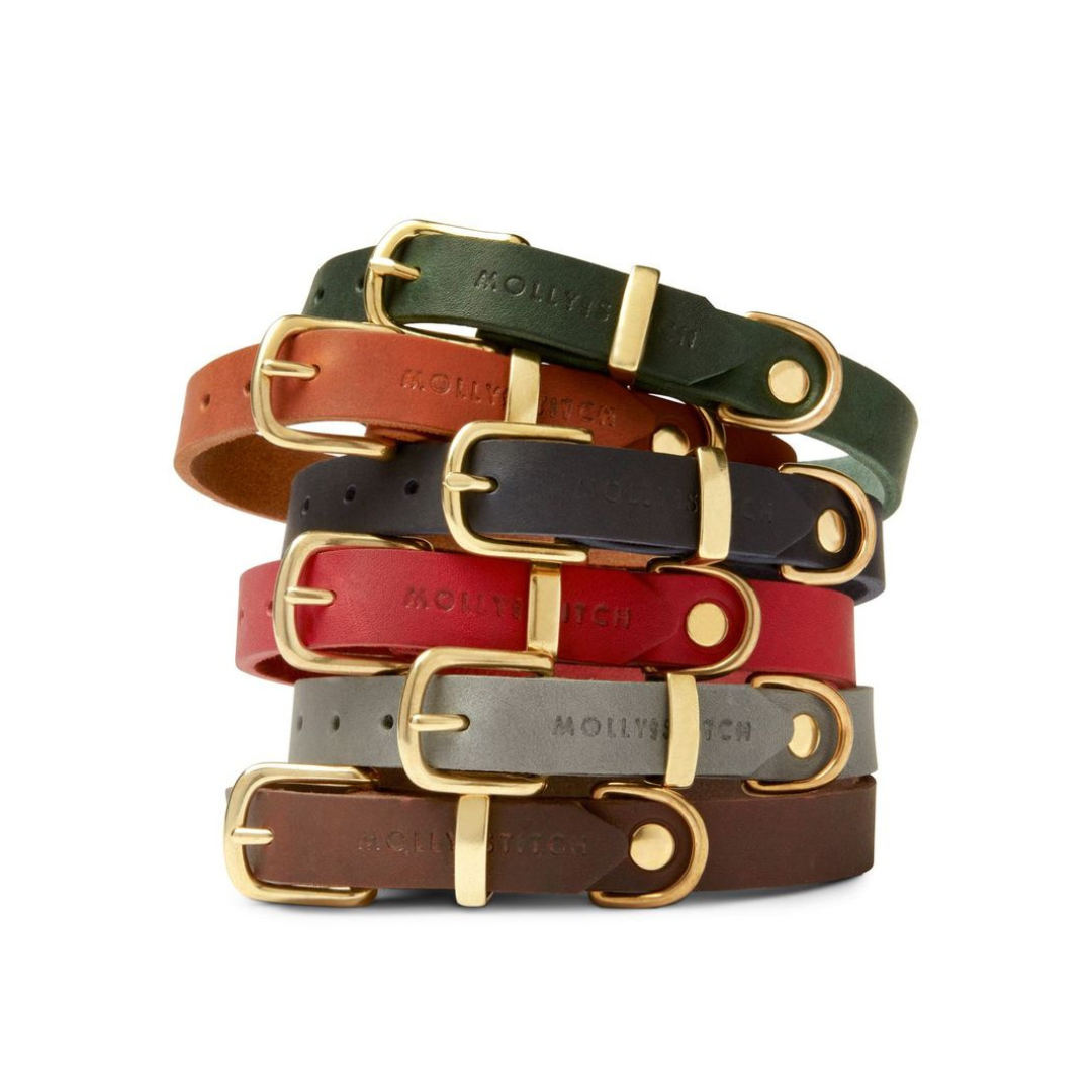 Butter Leder Hundehalsband - Chili Rot