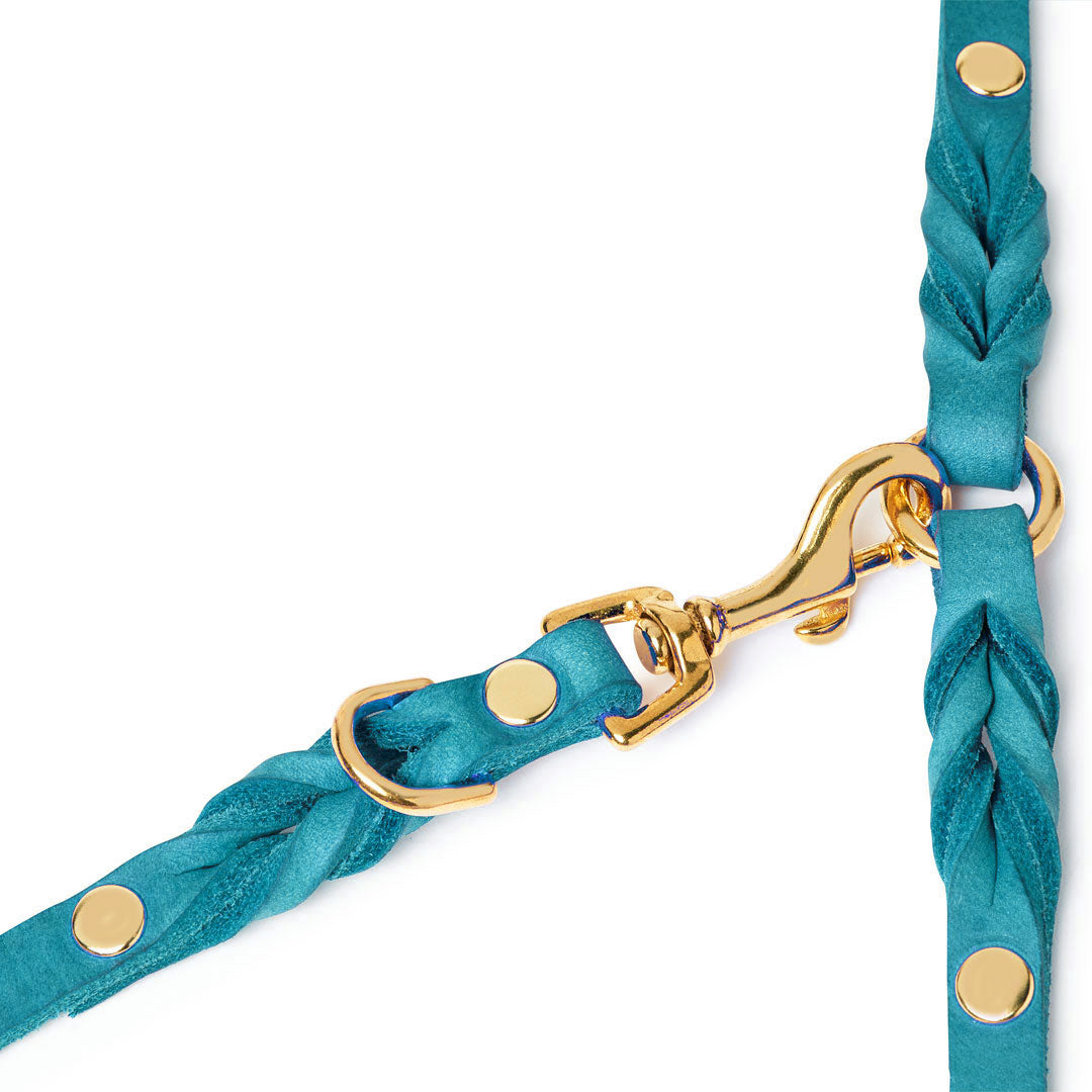Butter Leather 3x verstellbare Hundeleine - Fiji Blue