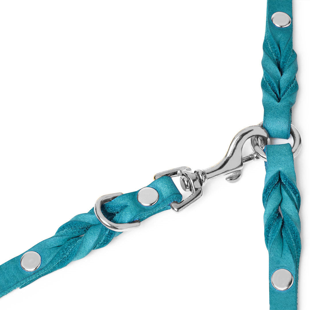 Butter Leather 3x verstellbare Hundeleine - Fiji Blue