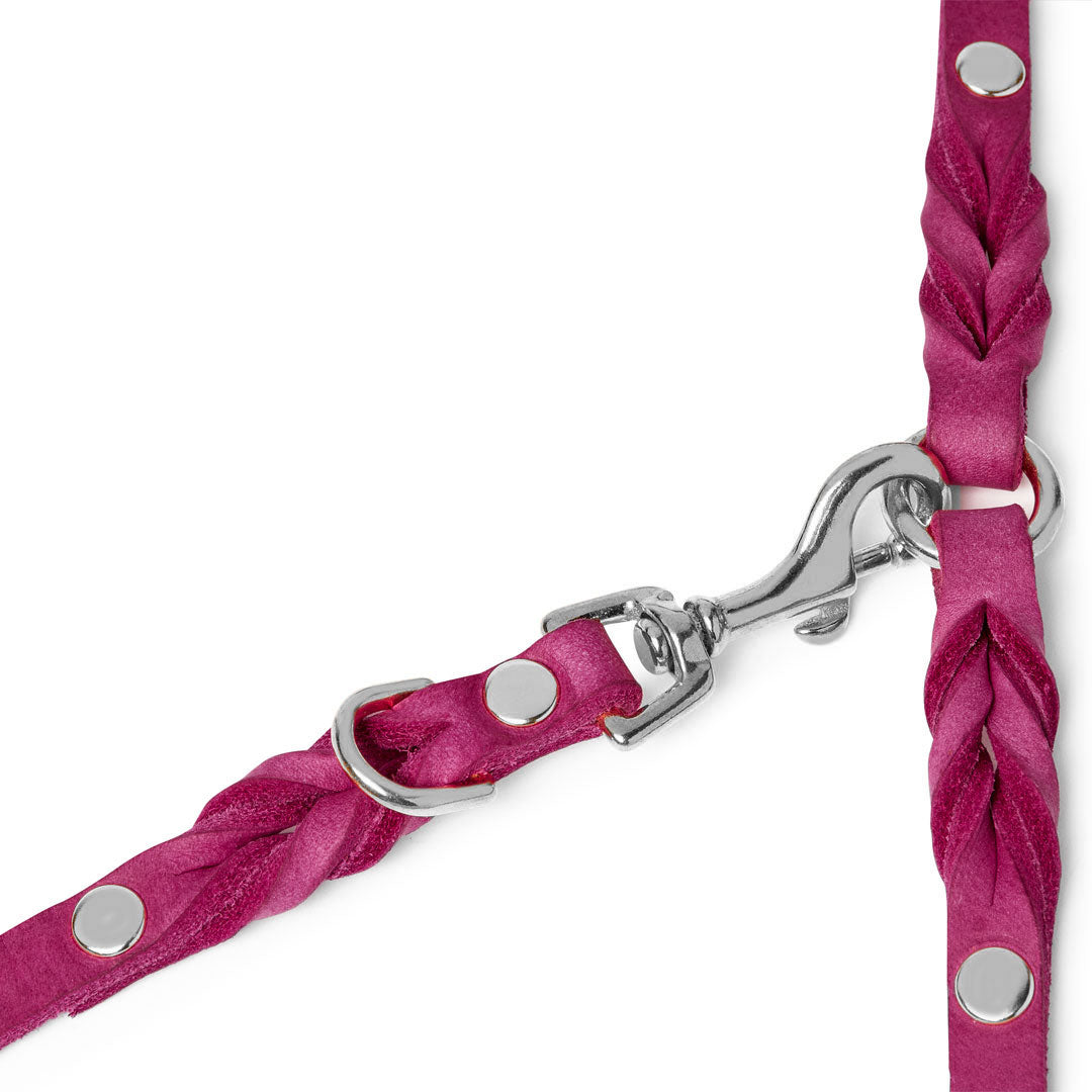 Butter Leather 3x verstellbare Hundeleine - Flamingo