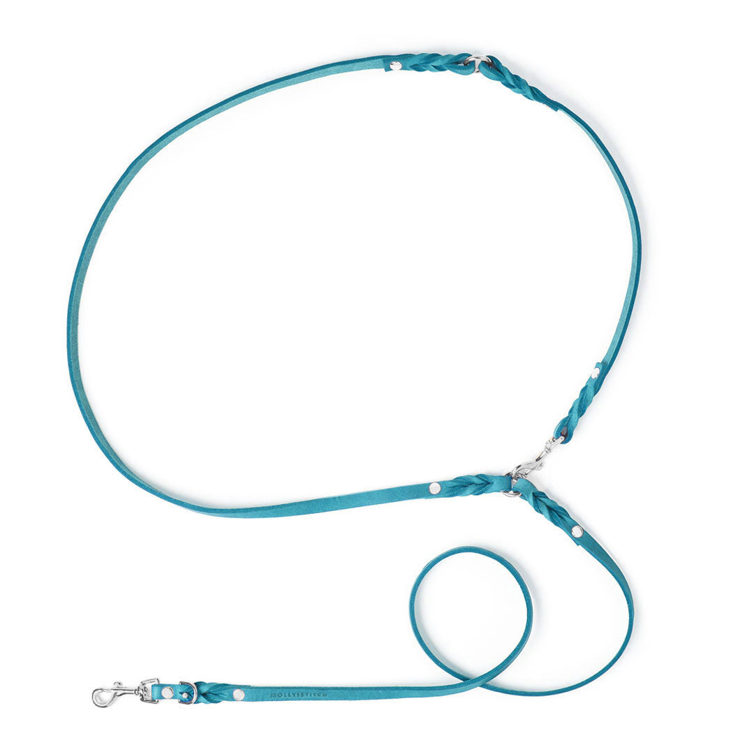 Butter Leather 3x verstellbare Hundeleine - Fiji Blue