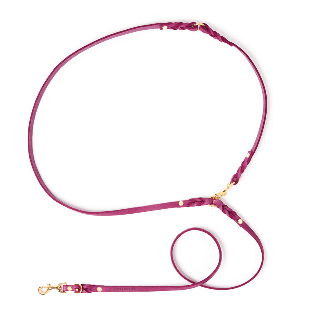 Butter Leather 3x verstellbare Hundeleine - Flamingo