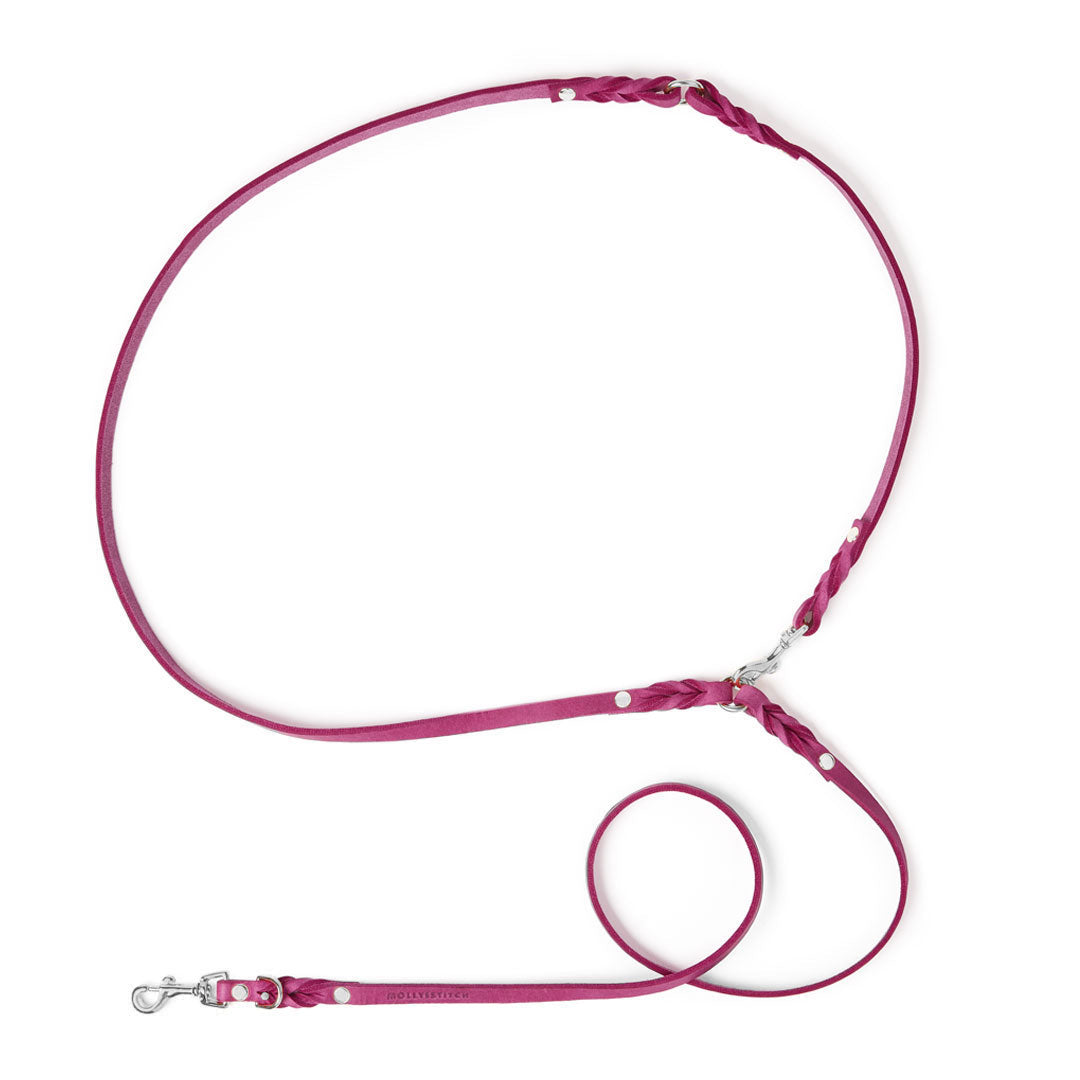 Butter Leather 3x verstellbare Hundeleine - Flamingo