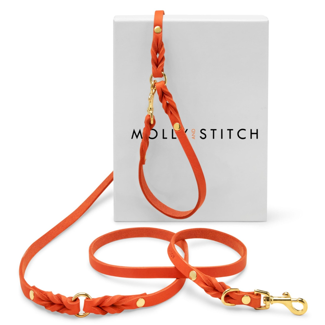 Butter Leather 3x verstellbare Hundeleine - Mango